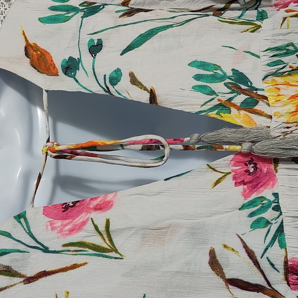 By Together Floral Mini Dress in Cream and Pink - Picture 7 of 13